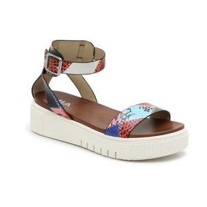 MIA Lunna Multicolor Snake Print Strappy Wedge Platform Sandals Size 9 NWOB